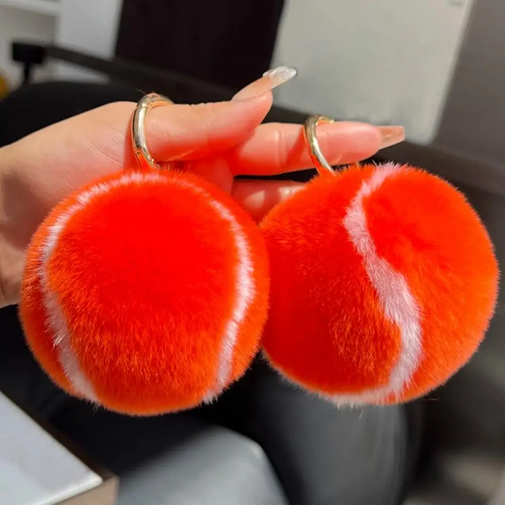 Plush Pendant Rex Rabbit Fur Tennis Ball Plush Keychain Mini Novelty Sports Fans Gift Set for Backpack