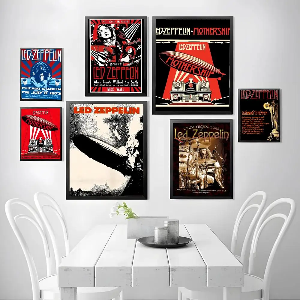 Band L-Led Zeppelin Poster Stickers, suitable for game rooms, bedrooms, corridors, home wall art decor, gifts