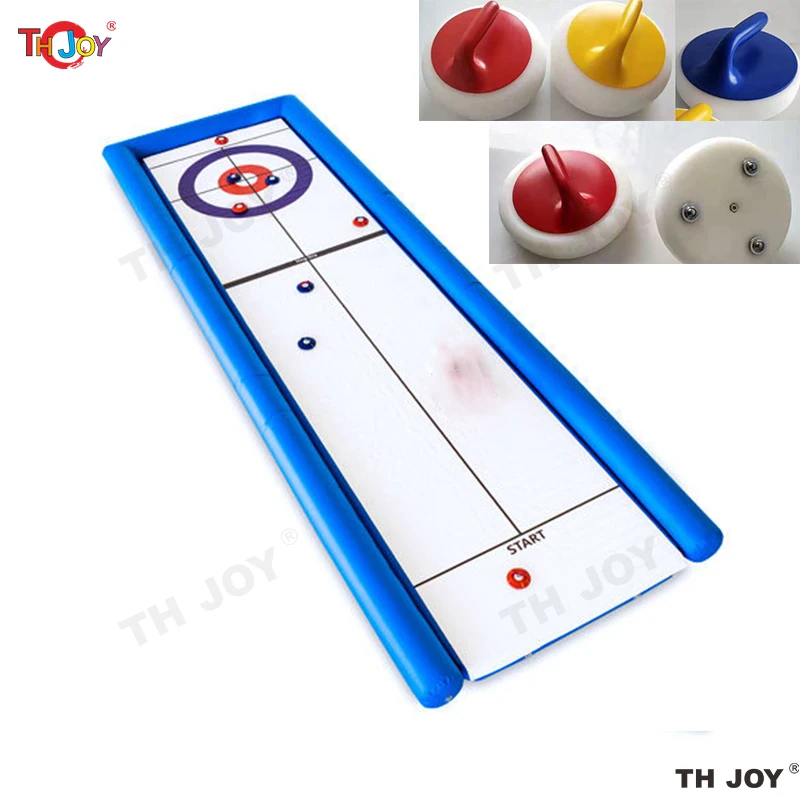 

Free Air Shipping 6x2.5m Portable Inflatable Street Curling Game Express Rink Floor Curling Lane With 8pcs Hovering Stones