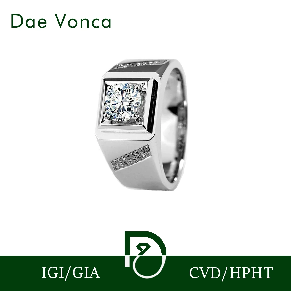 Luxurious 14K/18K White Gold Men's Diamond Ring Certified CVD/HPHT Lab Grown Diamond Engagement Rings Men Jewelry