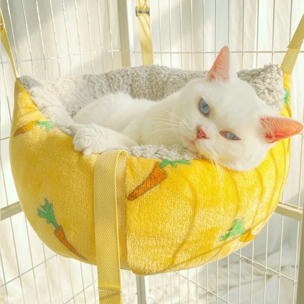 

Suspended Swing Plush Cat Warm Hammock Round High Side Pet Sleeping Nest Bottom Waterproof Cozy Cat Swing Bed for Pet Cage