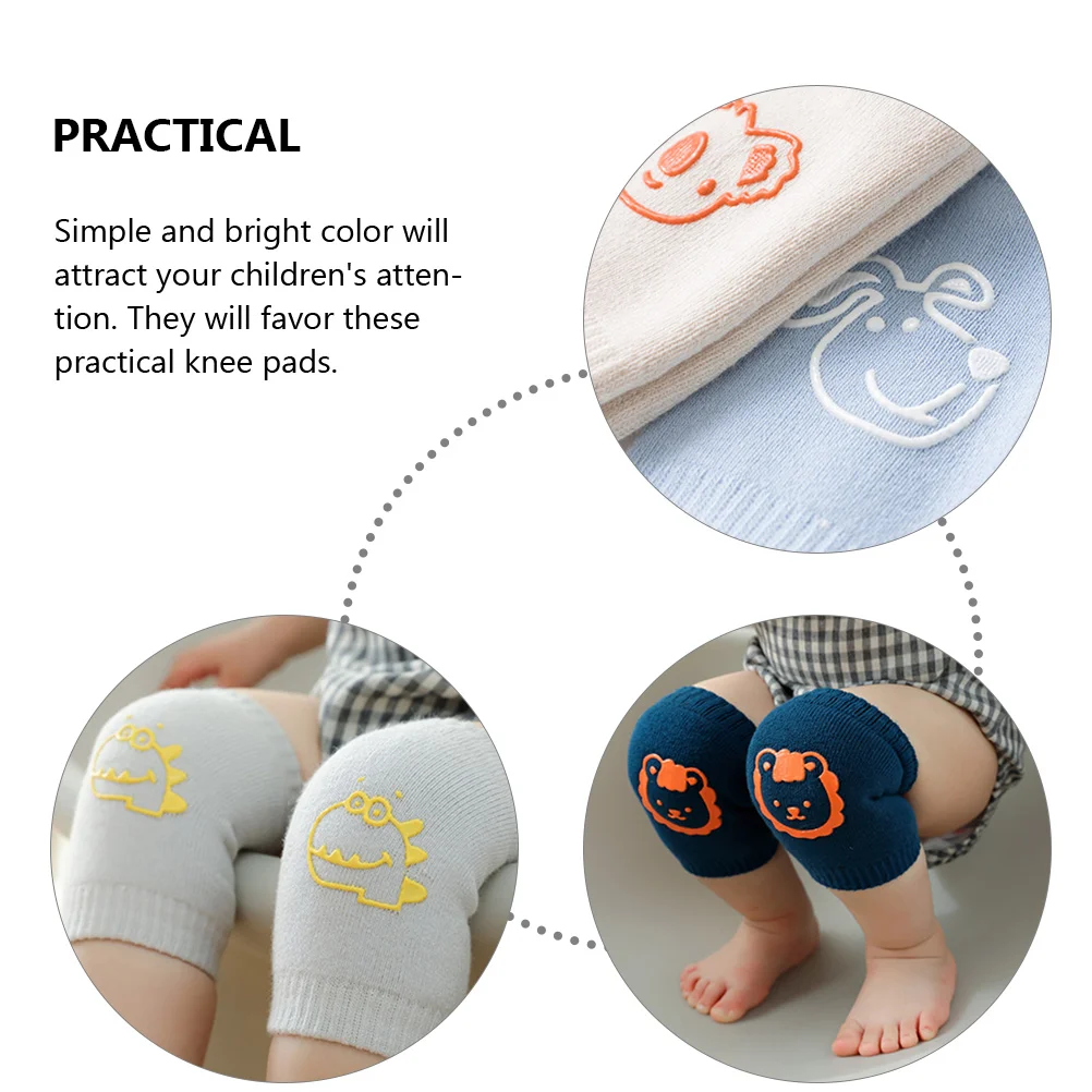 4 Pairs Knee Pads Crawling Protectors Kids Toddler Crawling Knee Pads Toddler Elbow Walking Cartoon Animal Patterns Soft