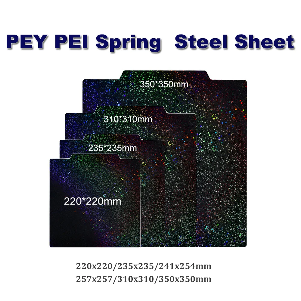 PEY/PEO/PET/PEI Spring Steel Plate Sheet PEI Magnetic Build Plate 220/235/310/257 Heated Bed 3D Printer Ender 3 Bambu Lab X1 P1P