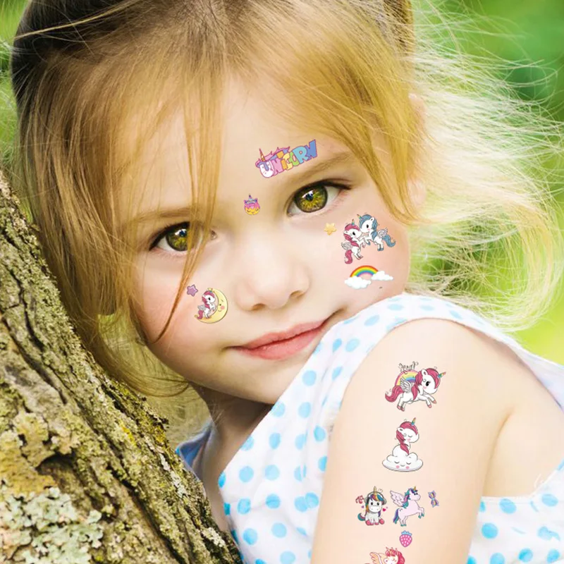 12-pack nep tattoo stickers cartoon tijdelijke tatoeages kinderen armen DIY body art cartoon collectie zeemeermin eenhoorn dieren