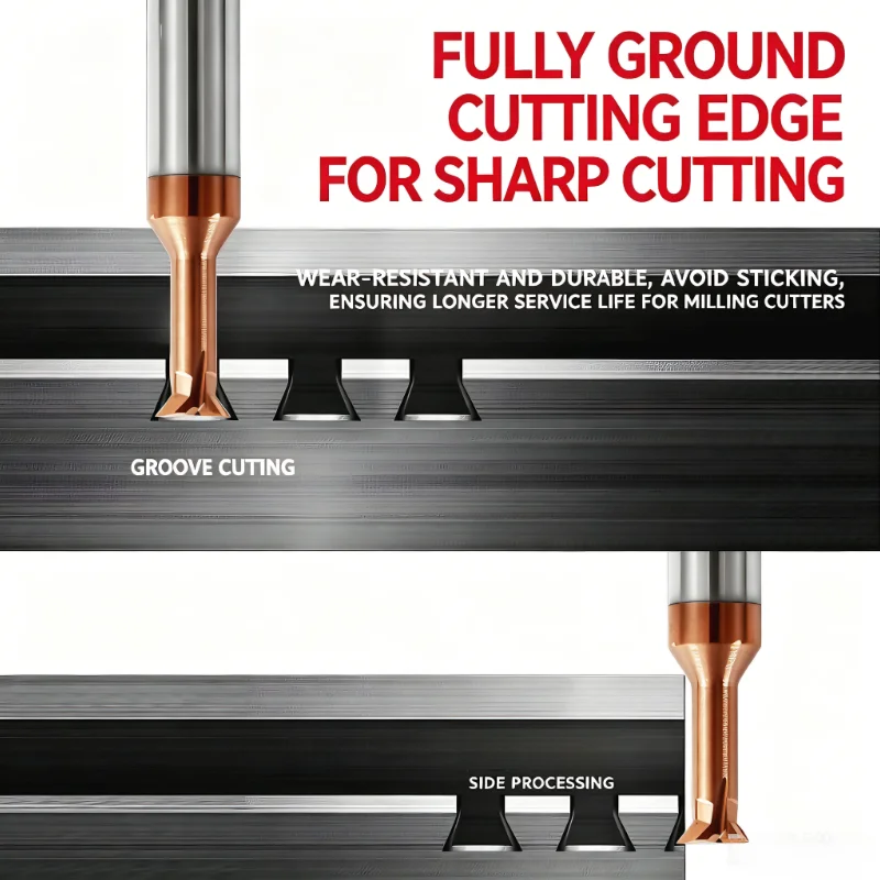30 ° 45 ° und 60 ° T-Nut-Schwalbenschwanzfräser D4 D6 D8 D10 D12 Hartmetall CNC-Anfasfräser für Metallschlitzfräsen – Detail 5