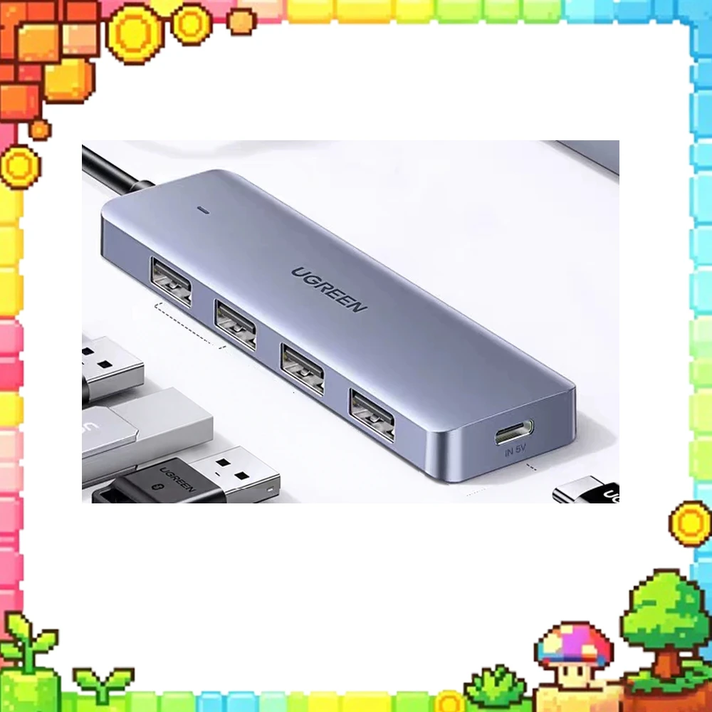 UGREEN 15919 USB 3.0 Hub 4-Port 5Gbps 2m Cable Type-C Power Input for Laptop Desktop Keyboard Mouse Flash Drive Hard Drive