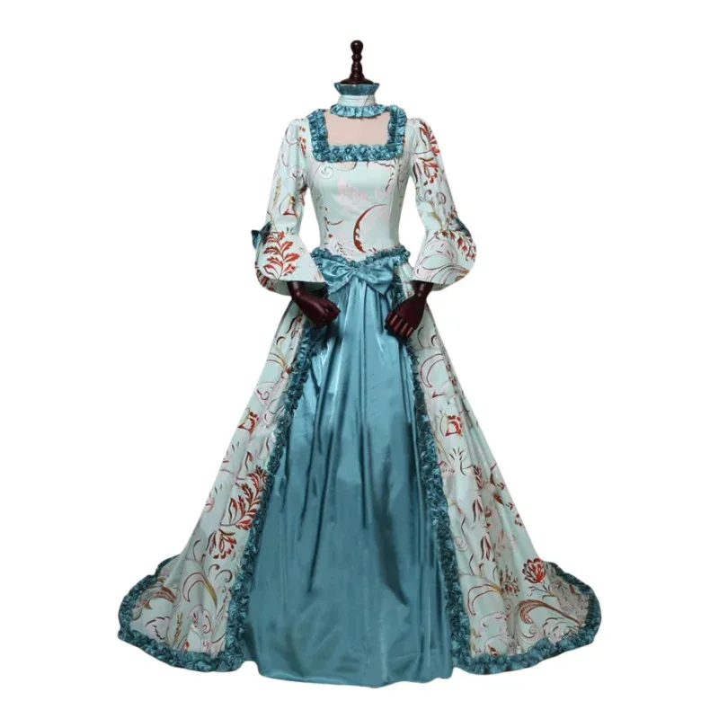 Carnival Medieval Long Sleeve Victorian Court Cosplay Party Gown Renaissance Queen Costumes Halloween Performance Dress up