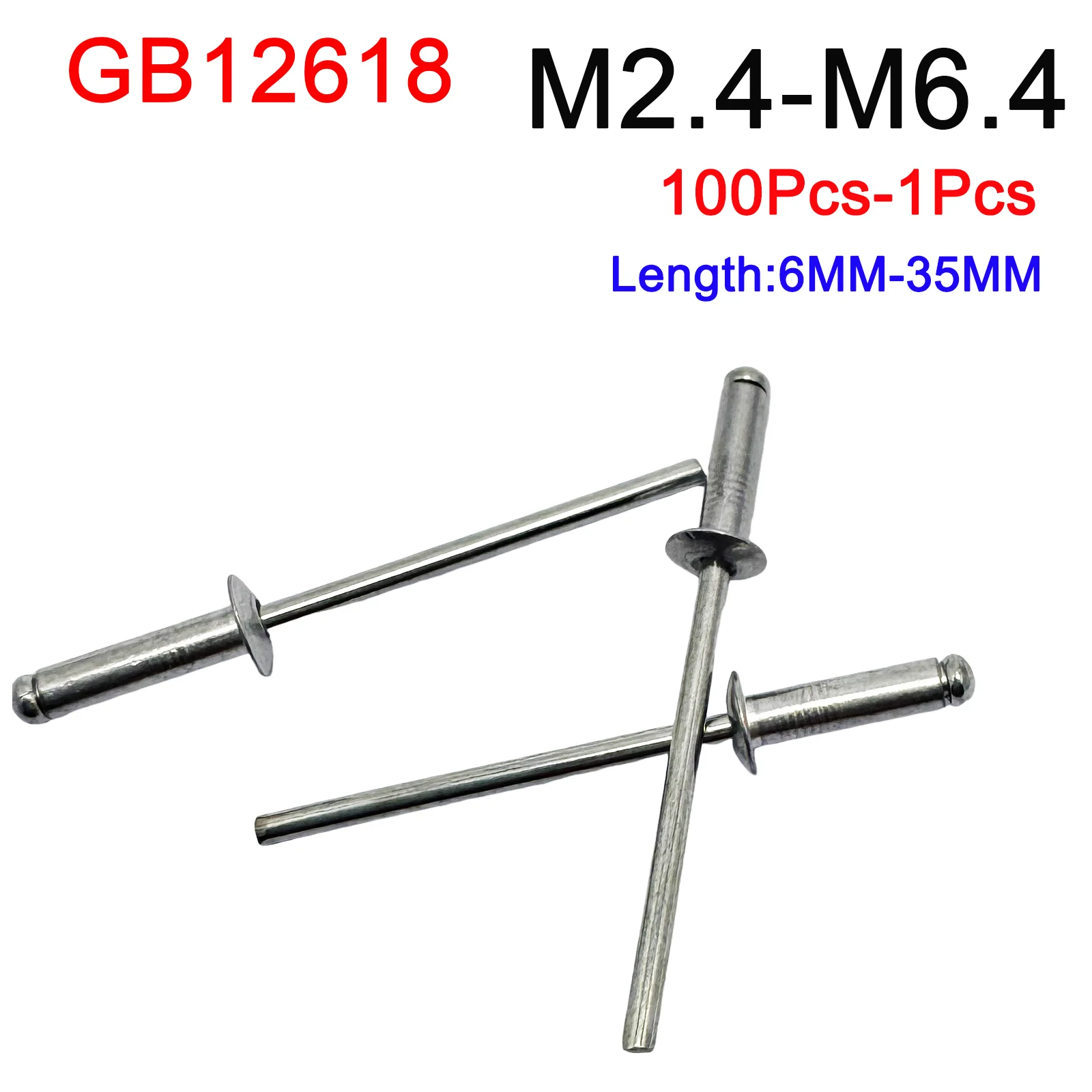 

10-100Pcs M2.4 M3 M3.2 M4 M4.8-M6.4 GB12618 Aluminium Dome Round Pop Open Hollow Core Pulling Blind Dropper Self-plugging Rivet