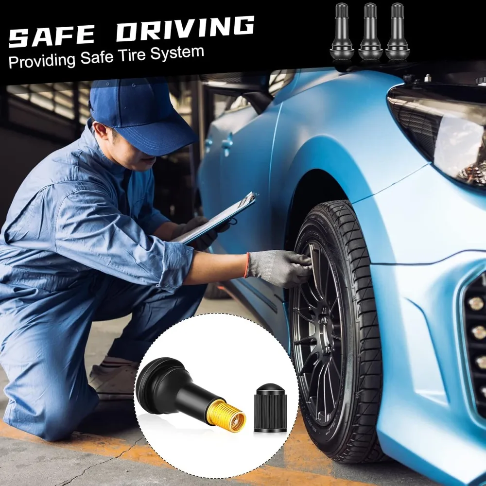 1-100Pcs TR413 Snap-In Tire Valve Stems Automotive Parts Black Rubber Valves Replaceable Parts With Dust CapRubber Valves - view 4