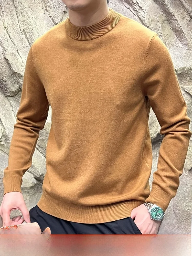 

Fine Knitted Mixed Wool Lyocell High Collar Warm Sweater Autumn Winter Youth Men's Long Sve Crew Ne Pullover Thermal Top