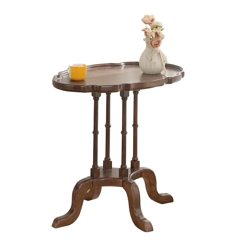 

Retro furniture solid wood edge few European cafe balcony with oval lace coffee table classic simple negotiation table