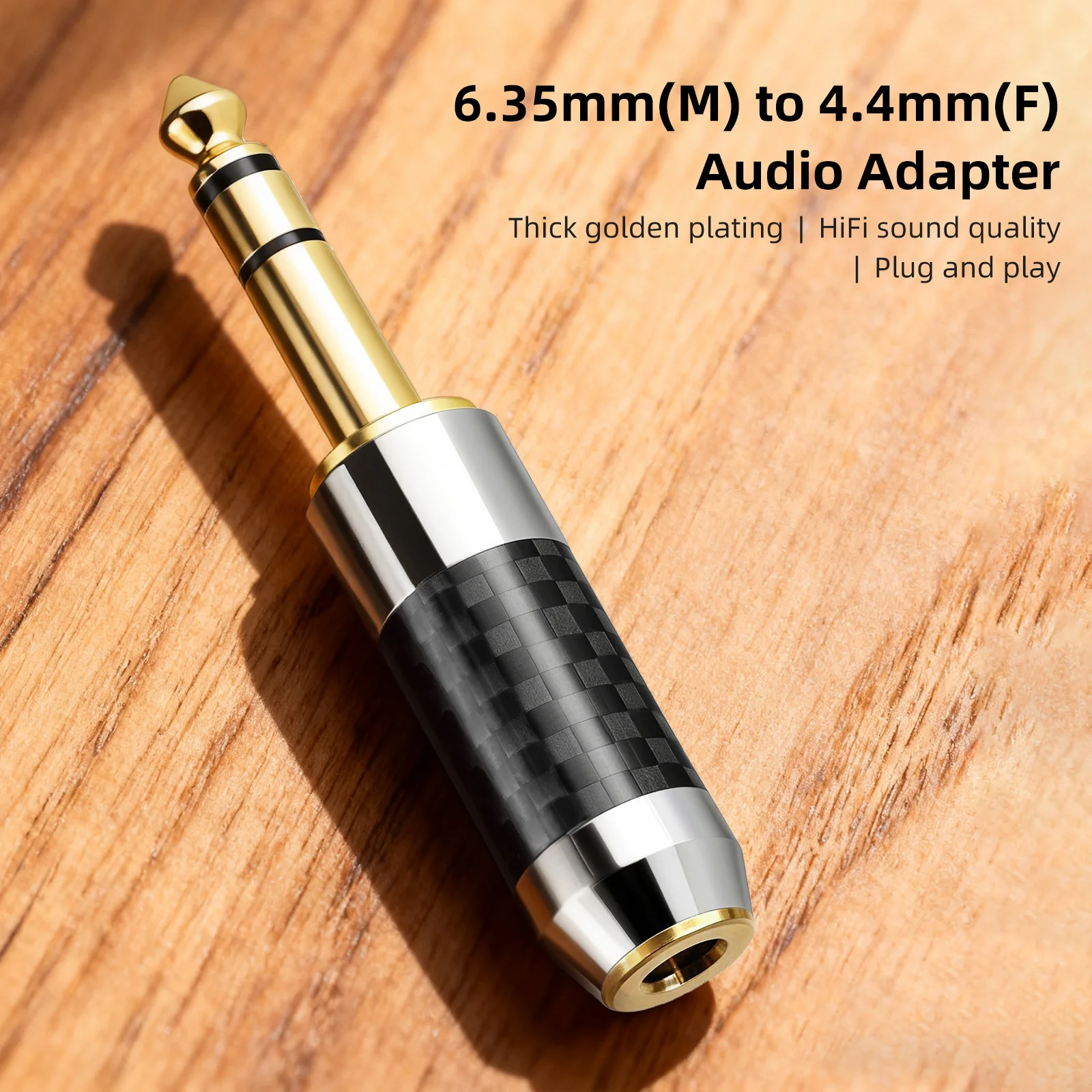 Hellodigi Audio Adapter 6.35mm Male to 4.4mm Female for Headphones/Guitar/Microphone/Headphone Amplifier/Speaker Connector