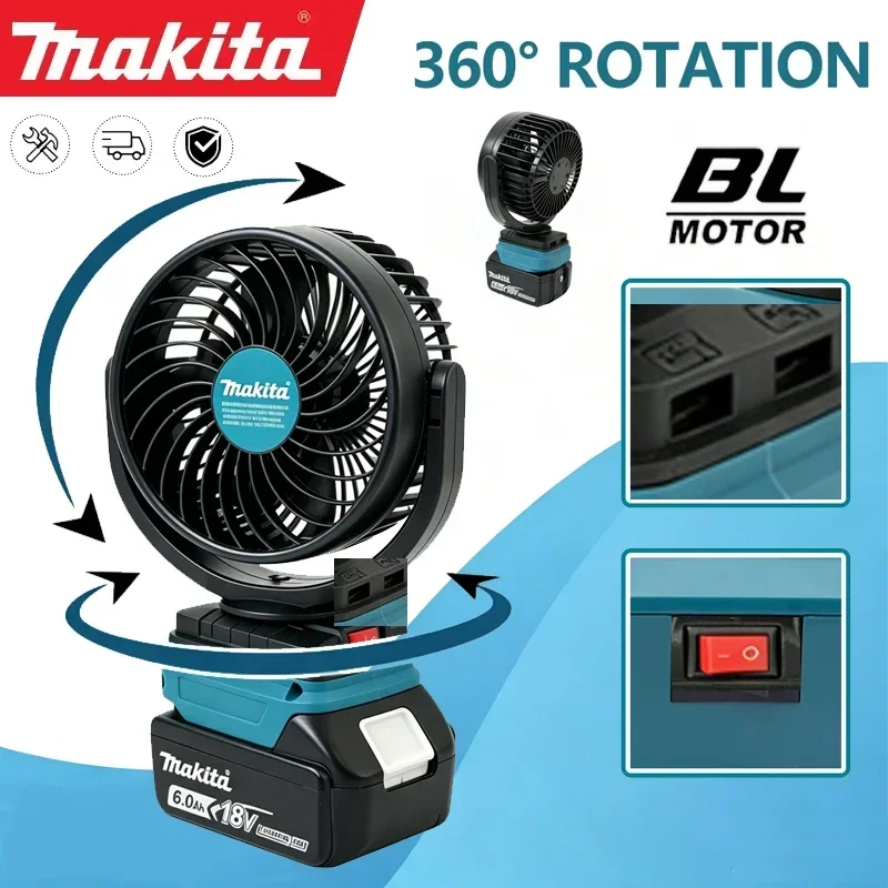 New Makita Portable Foldable Electric Fan 21V Li-ion Battery 5-Inch Fan DC with USB Charging Cordless Wireless Rechargeable Fan