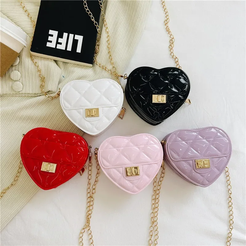 

New Children's Love Bags Fashionable Jelly Shoulder Bag Designer Chain Crossbody Bag Mini Cute Coin Purse