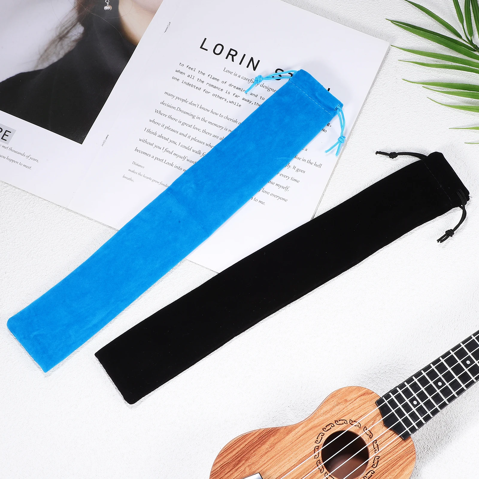 

10pcs Bag 37X6CM Black Blue Flute Case Soft Suede Flocking Reusable Flute Bag For Music Instrument Musical Accessories