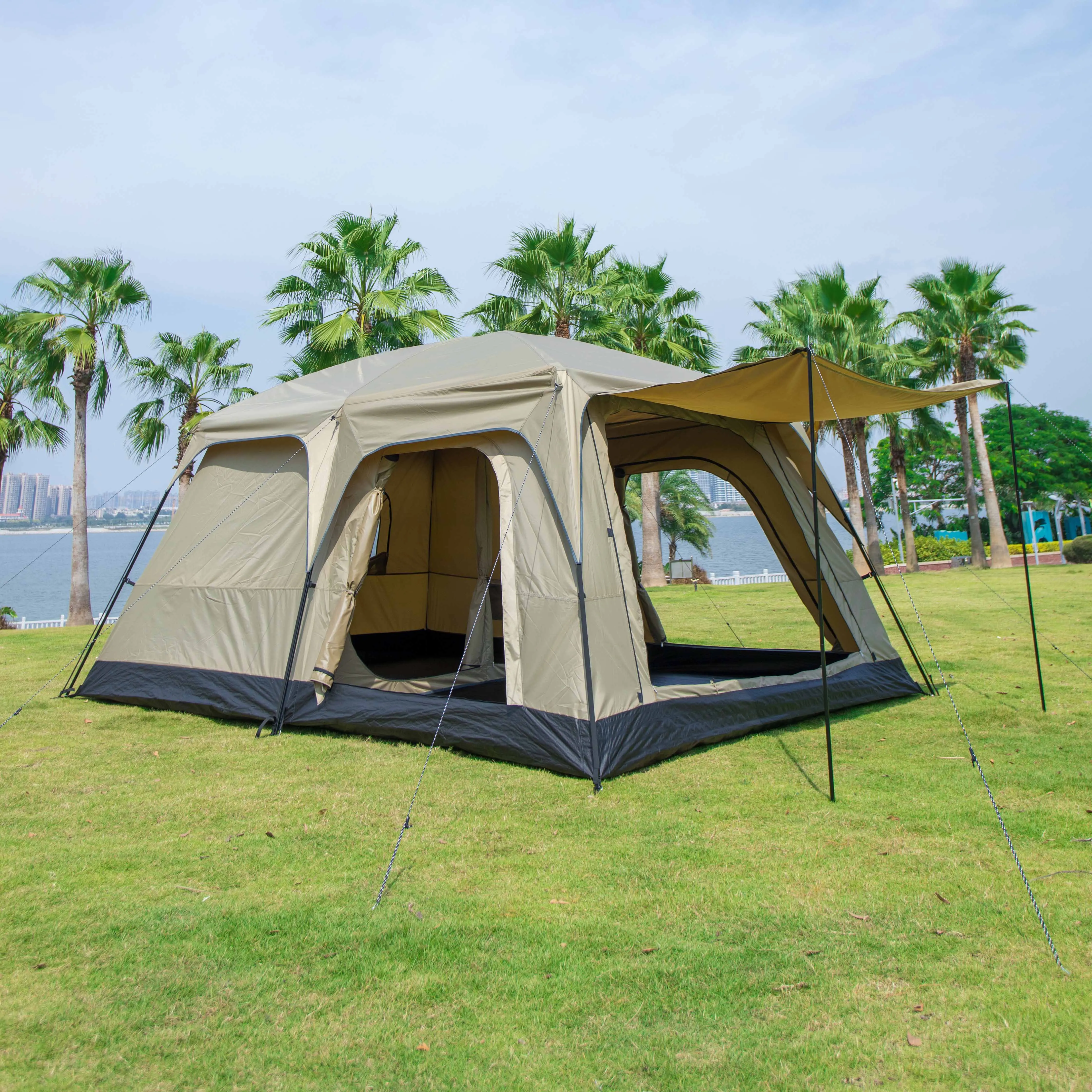 Manufacturer Customizes 8-12 Large Space Large Luxury Villa Folding Family Travel Waterproof Garden Camping Outdoor Tent