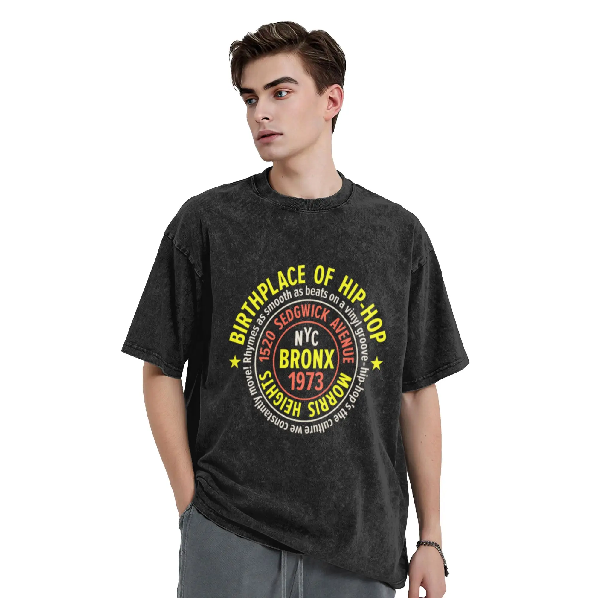 Bronx Hip-Hop - Celebrating 50 Years of Rhymes and Rhythms Classic Chic A Vintage Oversized Cotton T-Shirts