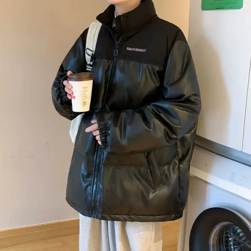 

Men's Winter Thickened Warm down Cotton Jacket Loose Stand Collar Hong Kong Style Trendy Two-Piece Cotton Coat Youth Casual