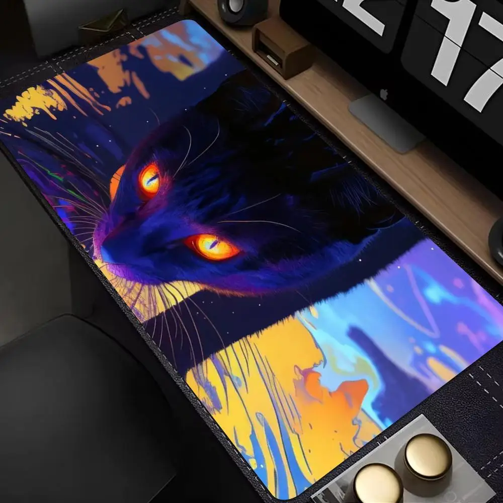 

Cute black cat Mouse Pad Mouse Pad XXL Gaming Accessories Office Gamer Keyboard Desk Mat Non-Slip Laptop Large Mousepad