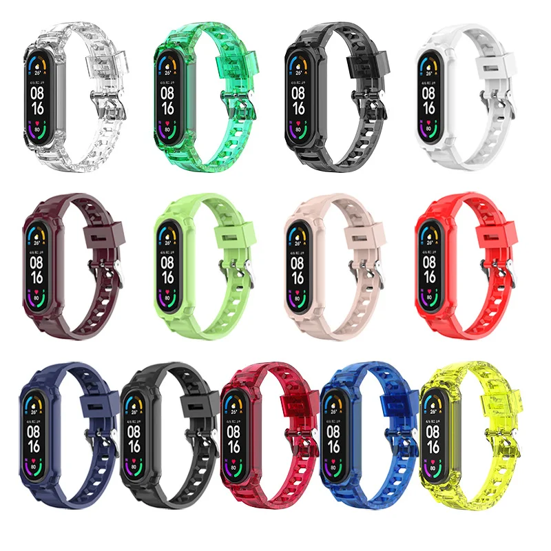 Transparent watchband for Xiaomi Mi Band 7 NFC Air hole miband6 Sport glacier smartwatch wrist correa on mi band 6 5 4 3 8 Strap