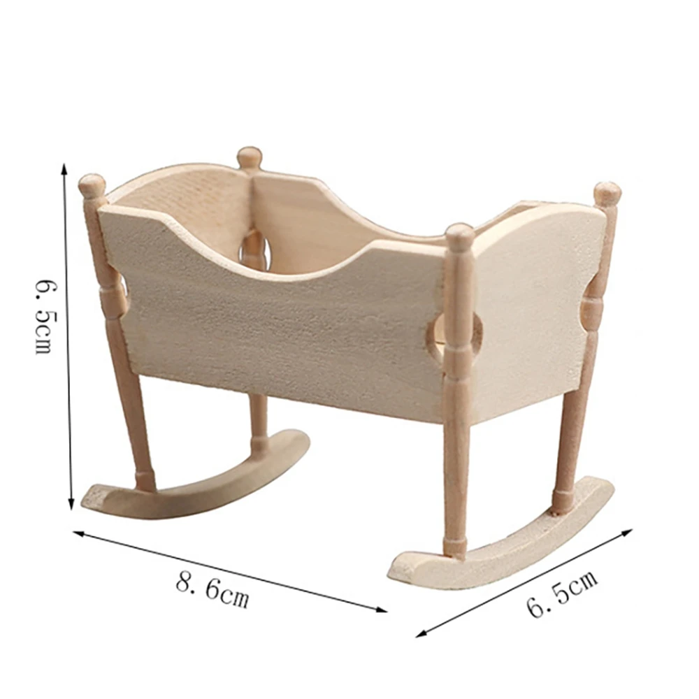 A88M 1:12 دمية مصغرة خشبية الحضانة مهد سرير الطفل دمية الأثاث سرير بيبي لعب الاطفال