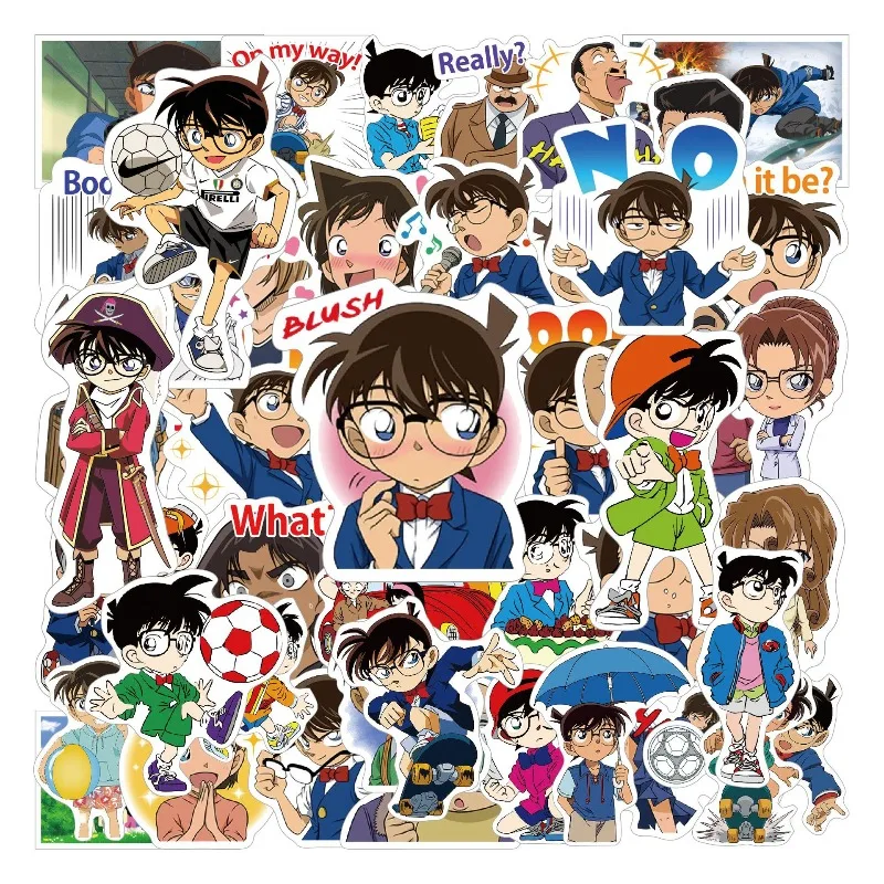 

50 шт. наклеек с мультяшным детективом Конаном для багажа, кружек, канцелярских товаров, мобильных телефонов, ноутбуков, холодильников, декоративные наклейки для творчества