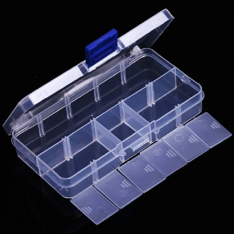 1/2/3PCS 10 Grids Plastic Storage Box Organizer Jewelry Earrings Rings Container Box Spacer Removable Multifunction Clear Case