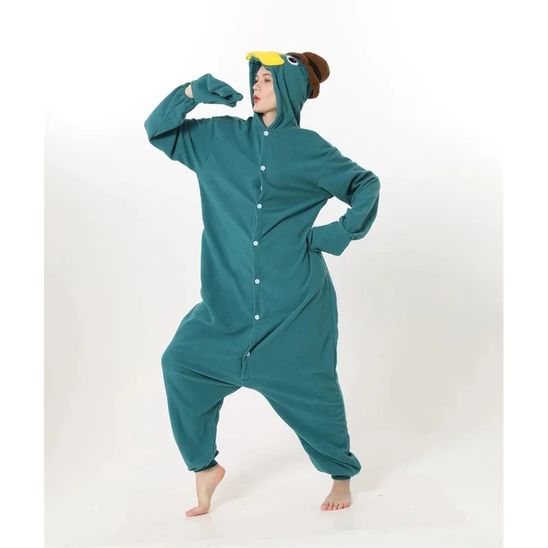 Kigurumi Adult Anime Monster Cosplay Costume Perry the Platypus Onesie Unisex Cartoon Pajamas Party For Female Male