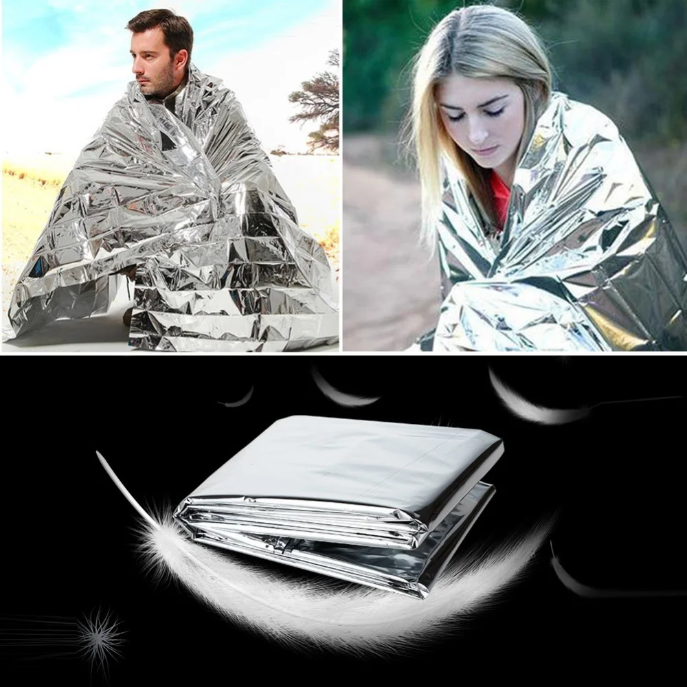 Emergency Blanket Outdoor Survive First Aid Military Rescue Kit Windproof Waterproof Foil Thermal Blanket for Camping