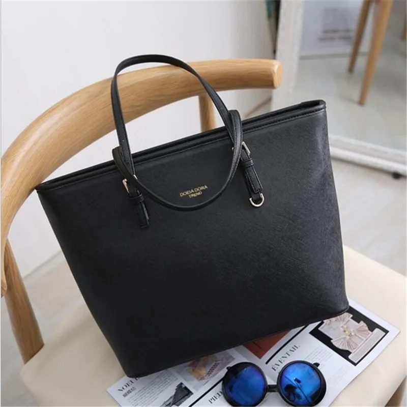 Bag  Fashion Women Leather Handbag Brief Shoulder Bags Black White Large Capacity Luxury Handbags Tote Bags Design Bolsos