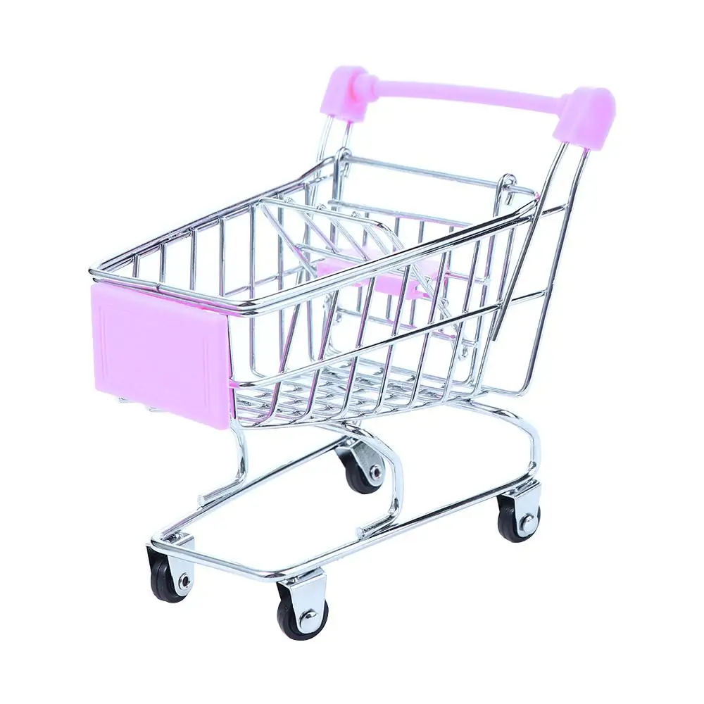 Play Toy Desktop Decor Supermarket Shopping Basket Dollhouse Furniture Supermarket Handcart Trolley Dollhouse Accessories