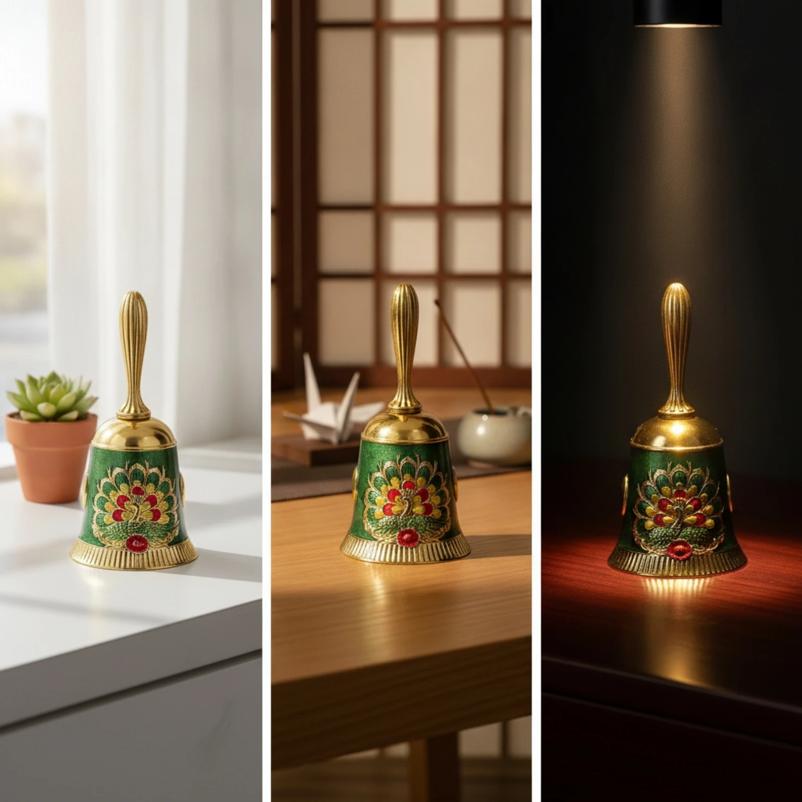 Hand-Rung Bell Decorative Metal Bell with Handle Vintage Antique Style for Elderly, Tabletop Decor, Service Counter