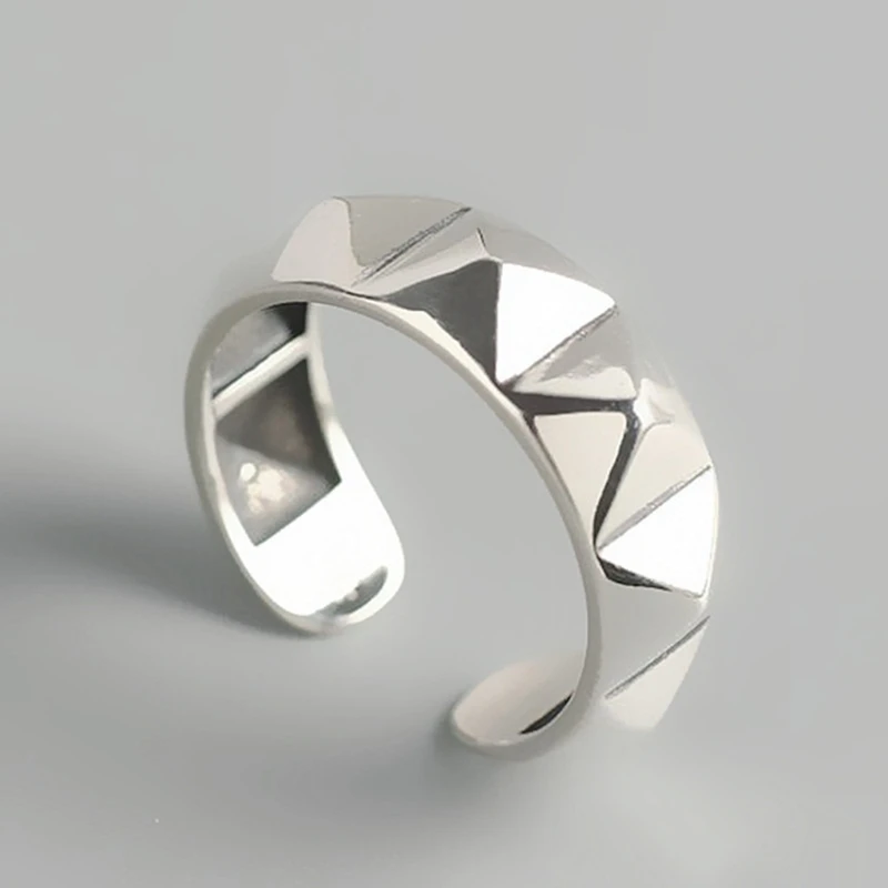 Silver Color Geometric rhombus Rings For Women Couples Trendy Vintage Personality Party Jewelry Gifts