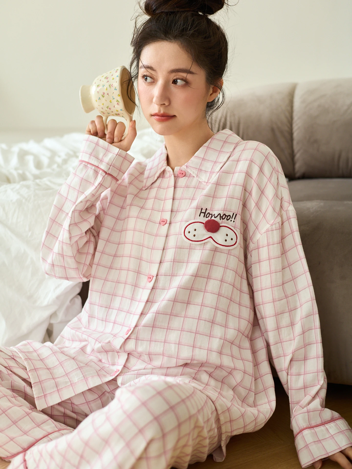 korean-sweet-simple-cotton-pajamas-long-sve-spring-autumn-home-clothes-women's-spwear-comfortable-breathable-soft