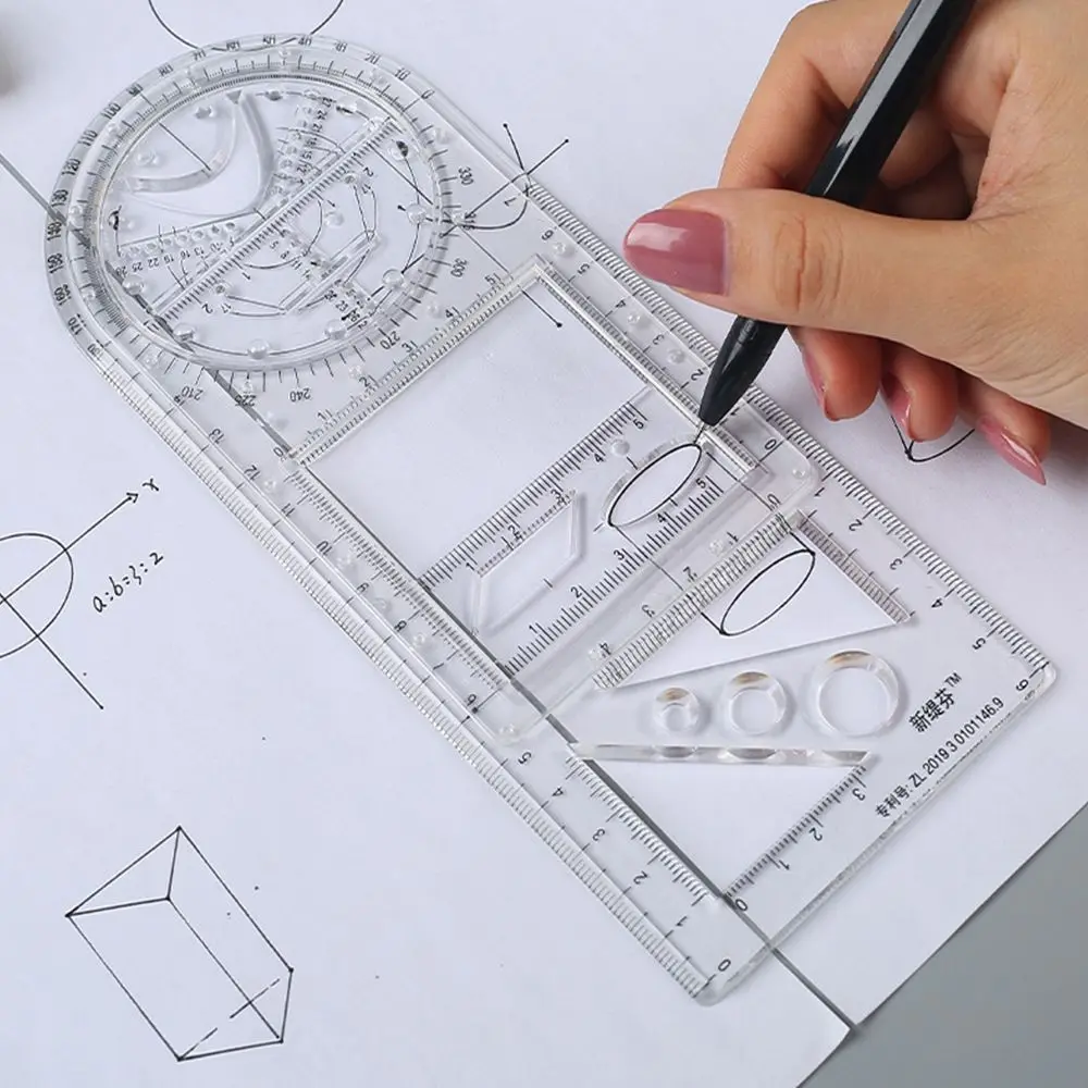 

Долговечные многофункциональные принадлежности для школы и офиса, канцелярские принадлежности, шаблон для рисования, Геометрическая линейка, линейки, измерительный инструмент