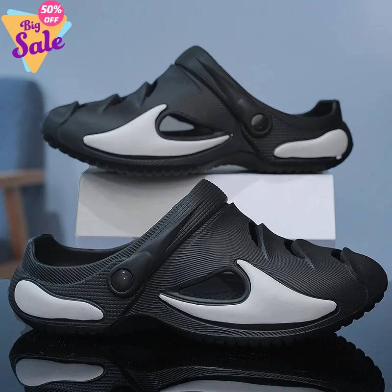 

Универсальные дышащие пляжные сандалии для дома и улицы, двусторонние, из ЭВА, на плоской подошве, с круглым носком, однотонные, летние, без застежек, типа сабо