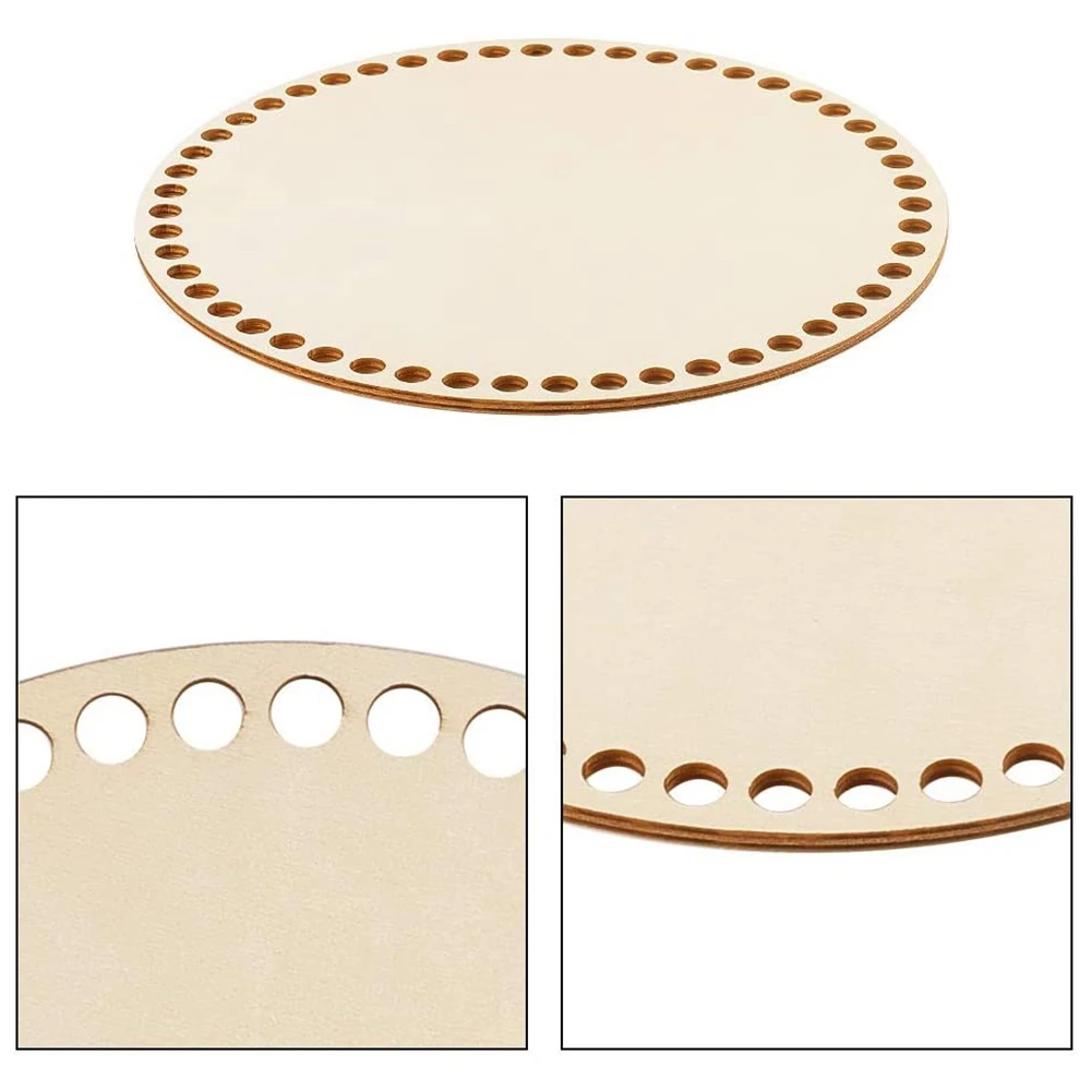 Fondo del cesto in legno naturale da 20cm con foro, Base in legno vuoto circolare per maglieria fai da te borsa all'uncinetto fondo Shaper Craft