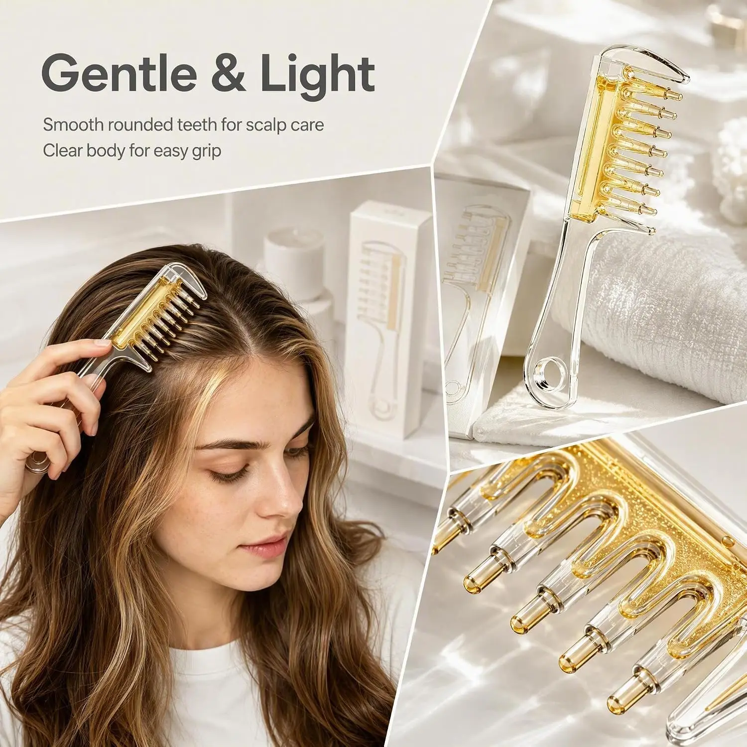 Portable Transparent Hair Root Comb Liquid Guide Applicator Scalp Massage Comb Hair Oil Serum Brush Anti-Leak Hair Care Tool
