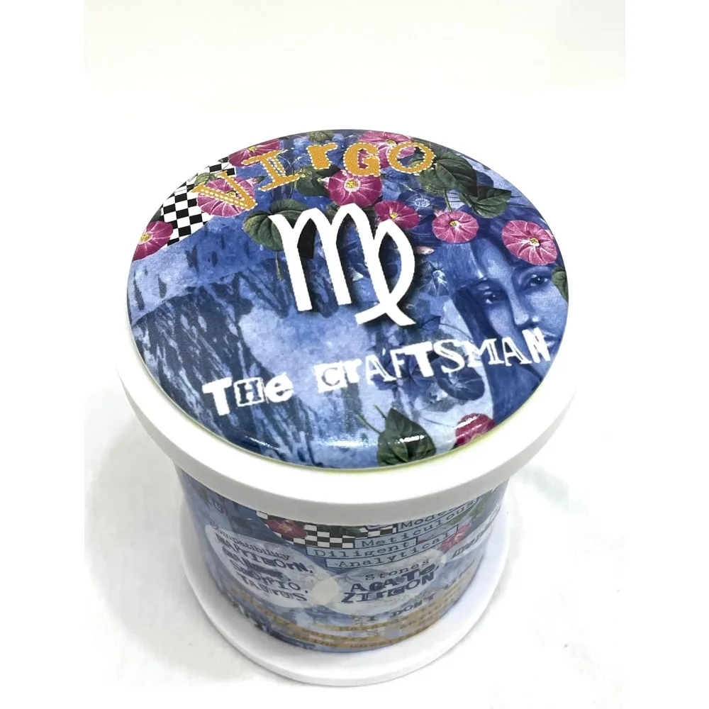 شمعة الصويا المعطرة بالياسمين ذات طابع علم التنجيم، 12.3 أونصة، وقت حرق 80 ساعة، جرة سيراميك قابلة لإعادة الاستخدام، صفعة مثالية لحرق العذراء زوديا #2