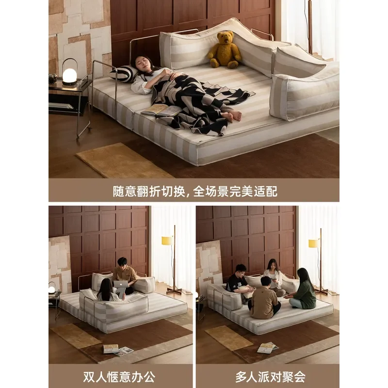 Ikuno Anmu Teddy Retro Folding Sofa Bed Dual Purpose Modular Fabric Couch for Small Apartment Living Room 2026 New Arrival