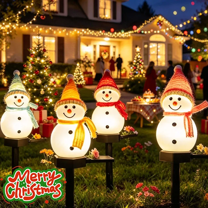 1-5PCS Solar Powered Snowman Christmas Stake Light Garden Yard Lawn Decoration Outdoor Holiday Atmosphere Landscape Patio Decor