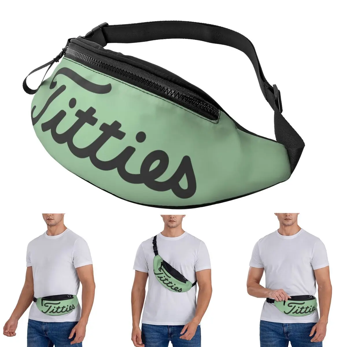 

Crossbody Waist Bag Titties Golf Ball (2) Men Women Fanny Pack Traveling Running Money Phone Pouch