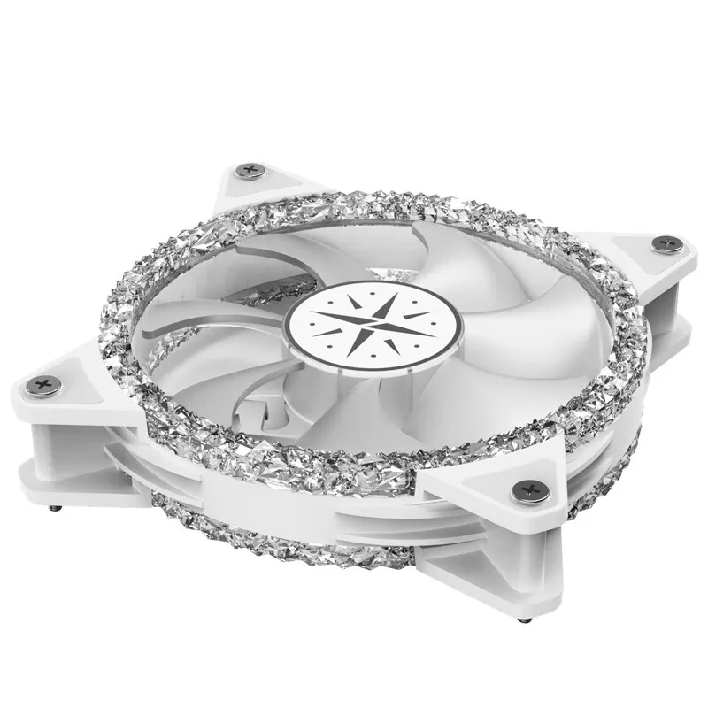 Zeaginale Bling Bling 12Cm Witte Argb Computerbox Koelventilator 1800Rpm, Diamant Lichteffect