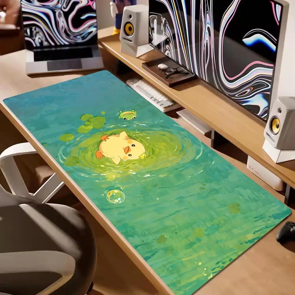 

Коврик для мыши с милой уткой, большие компьютерные офисные игровые настольные коврики XXL, резиновые противоскользящие коврики для игровой клавиатуры, длинные настольные коврики XL 40X90