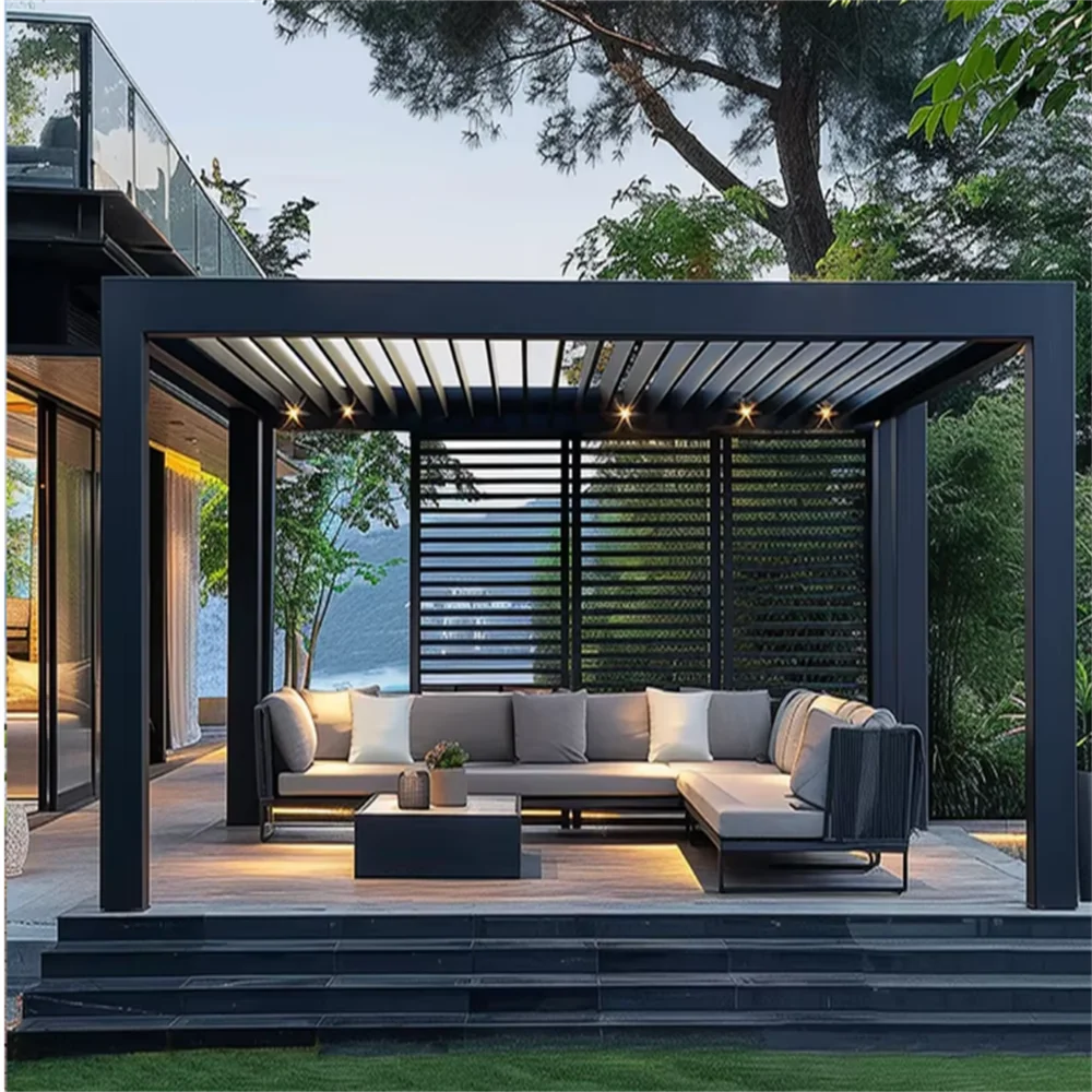 Modern Design High Quality Rainproof Aluminum Pergola Windproof Outdoor Garden Louver pergola for Villas gazebo outdoor