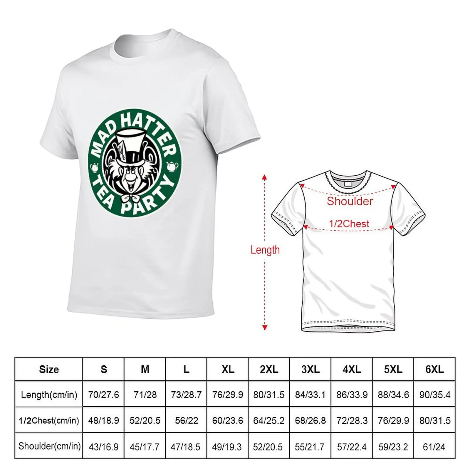 Mad hatter tea party T-Shirt Basic Plain Tee for Spring and Summer