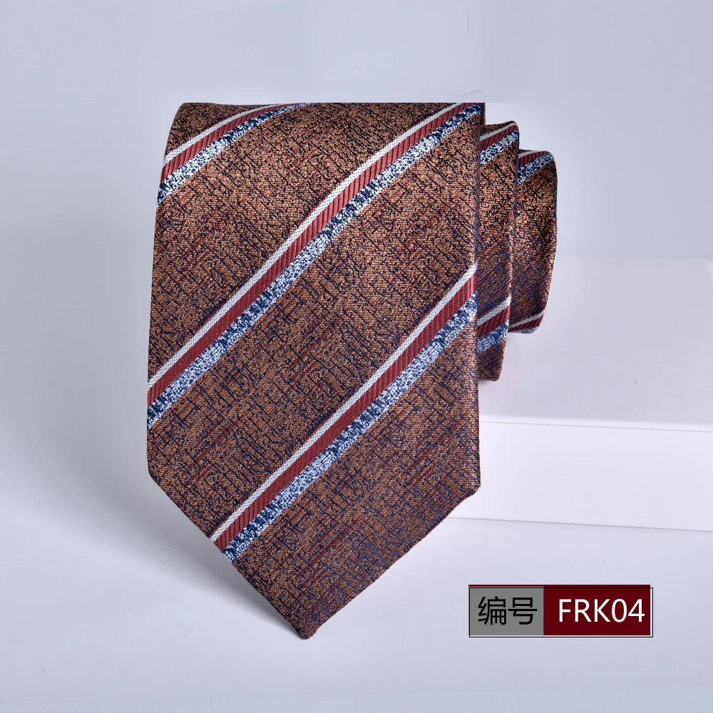 brown tie Retro Textured Men's Necktie 8cm Wide Multi‑Colored Diagonal Stripe Jacquard Tie Formal Occasion Suit Shirt Decor