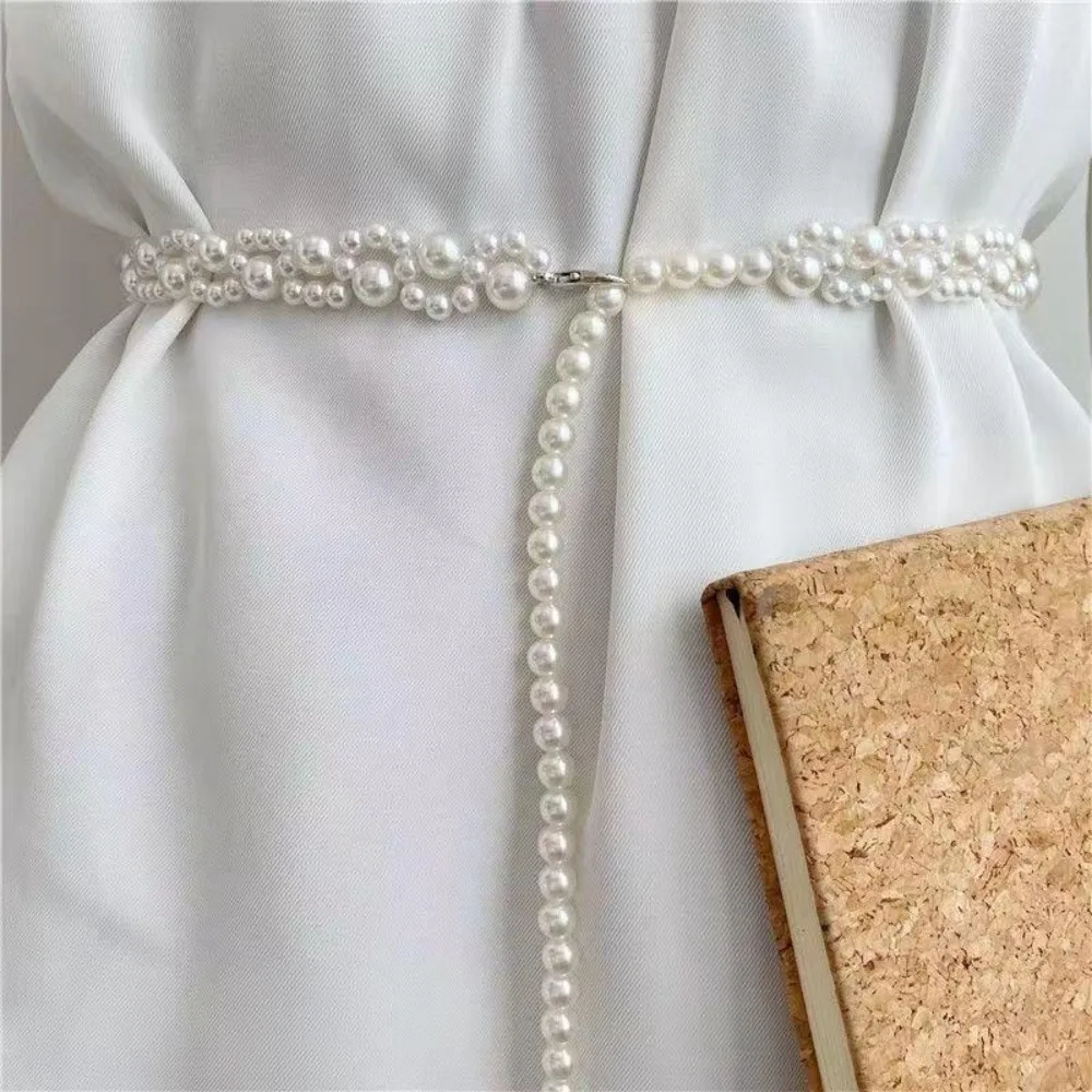 

New 100cm Pearl Waist Chains Waist Accessory Versatile Waist Belt Temperament Elegant Pearl Belt Girls Dress Strap
