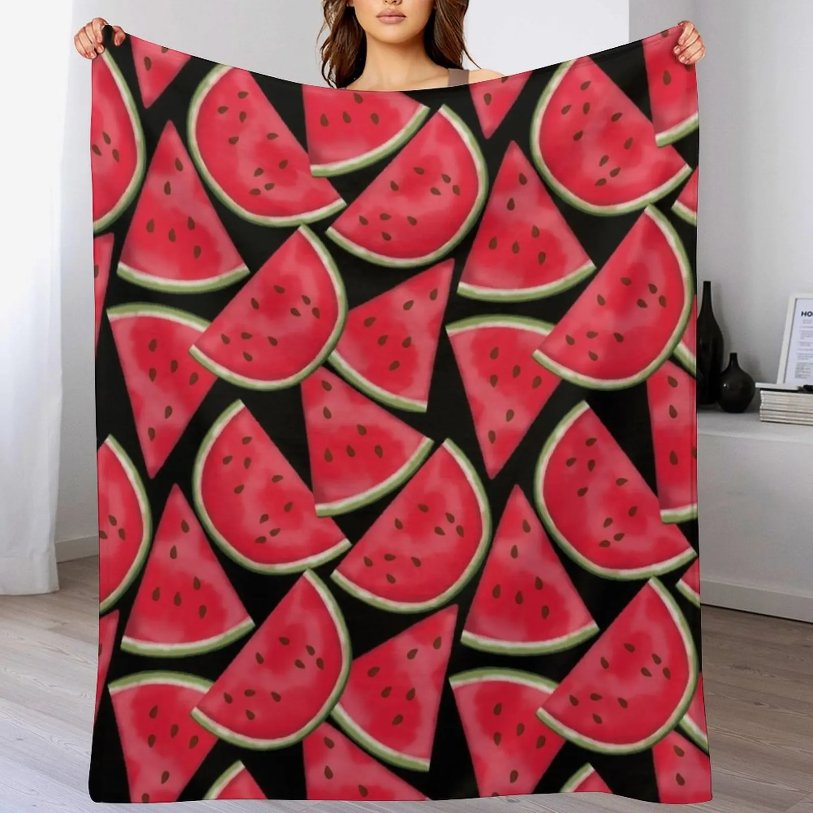 

Watermelon on black Throw Blanket Plaid Soft Big Sofa Throw Blankets