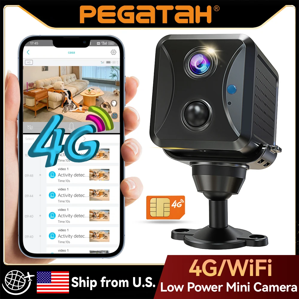 5MP Mini 4G LTE SIM Card Security Camera PIR Human Detection Wifi Home Surveillance Camera Built in Battery CCTV Camera Ubox APP
